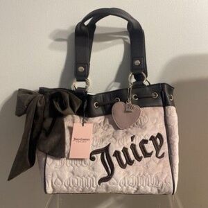 RARE Juicy Couture Daydreamer Tote Shoulder Bag Dusty Blush Baby Pink/Chocolate